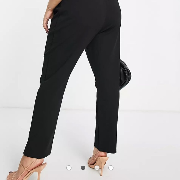 ASOS DESIGN Curve jersey tapered suit pants in black - Picture 2 of 5